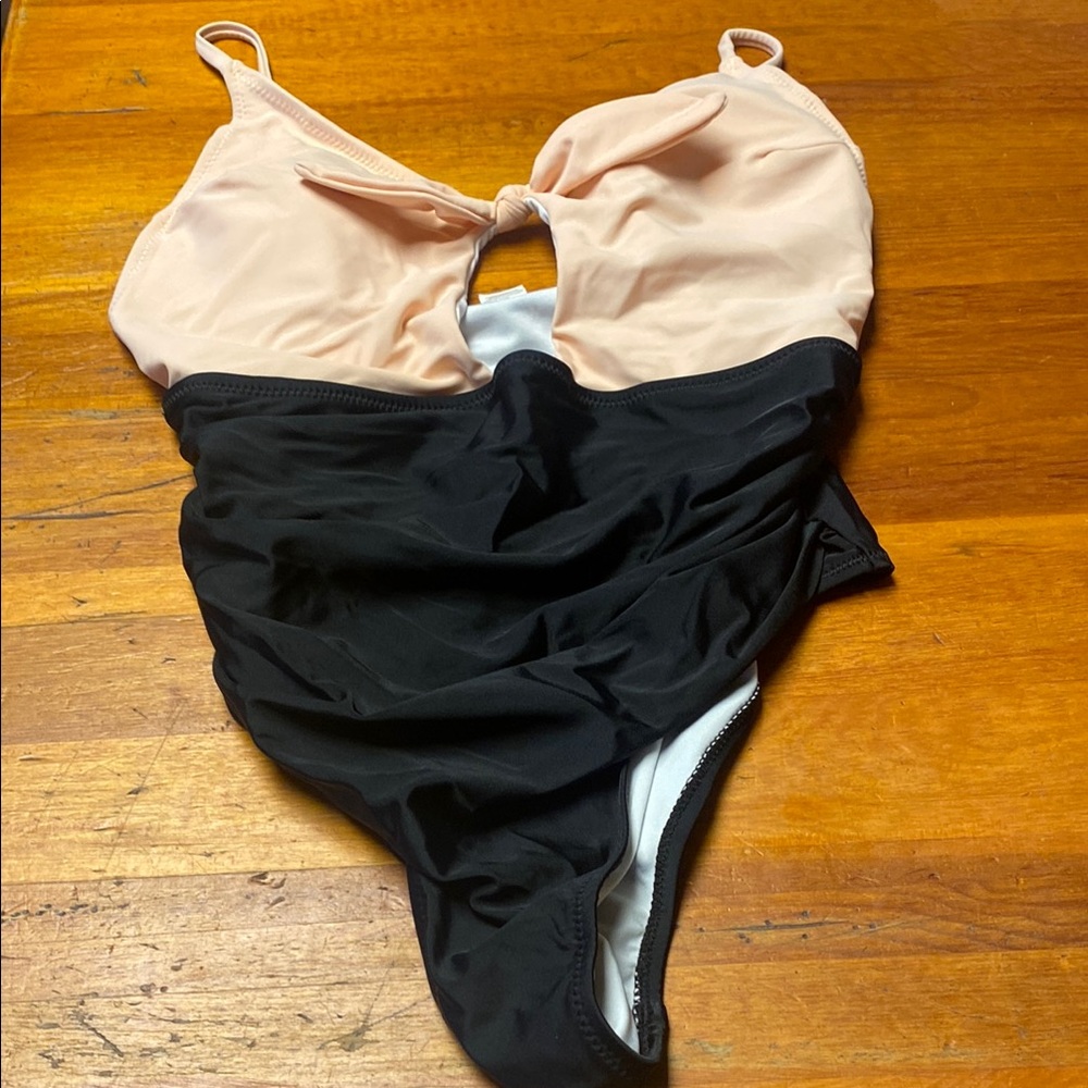 Cupshe Blush and Black One Piece Swimsuit